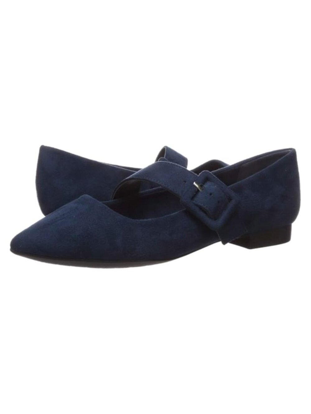 BELLA VITA Navy Blue Faux Suede Virginia II Mary Jane Pointed Toe Flats Sz 5.5 - Picture 2 of 11